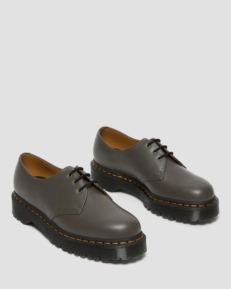 Men's Dr Martens 1461 Bex Smooth Leather Oxfords Shoes Khaki / Grey | AU 585MQZ